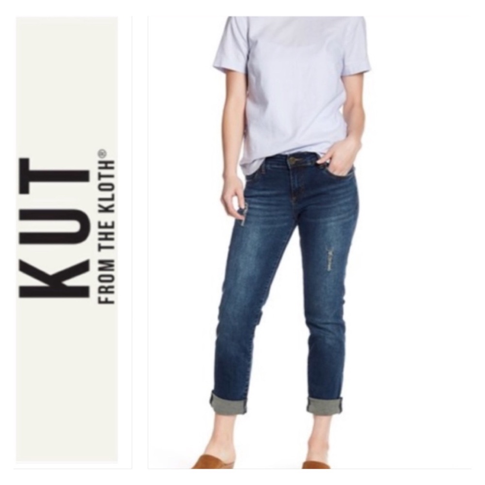 Kut From The Kloth Katy Boyfriend Jeans Women Size 10 x 30 Stretch Distressed
